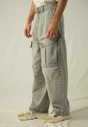 Loose Fit Baggy Cargo Trouser - Grey