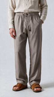 Dress Linen Pant - Ivory Brown