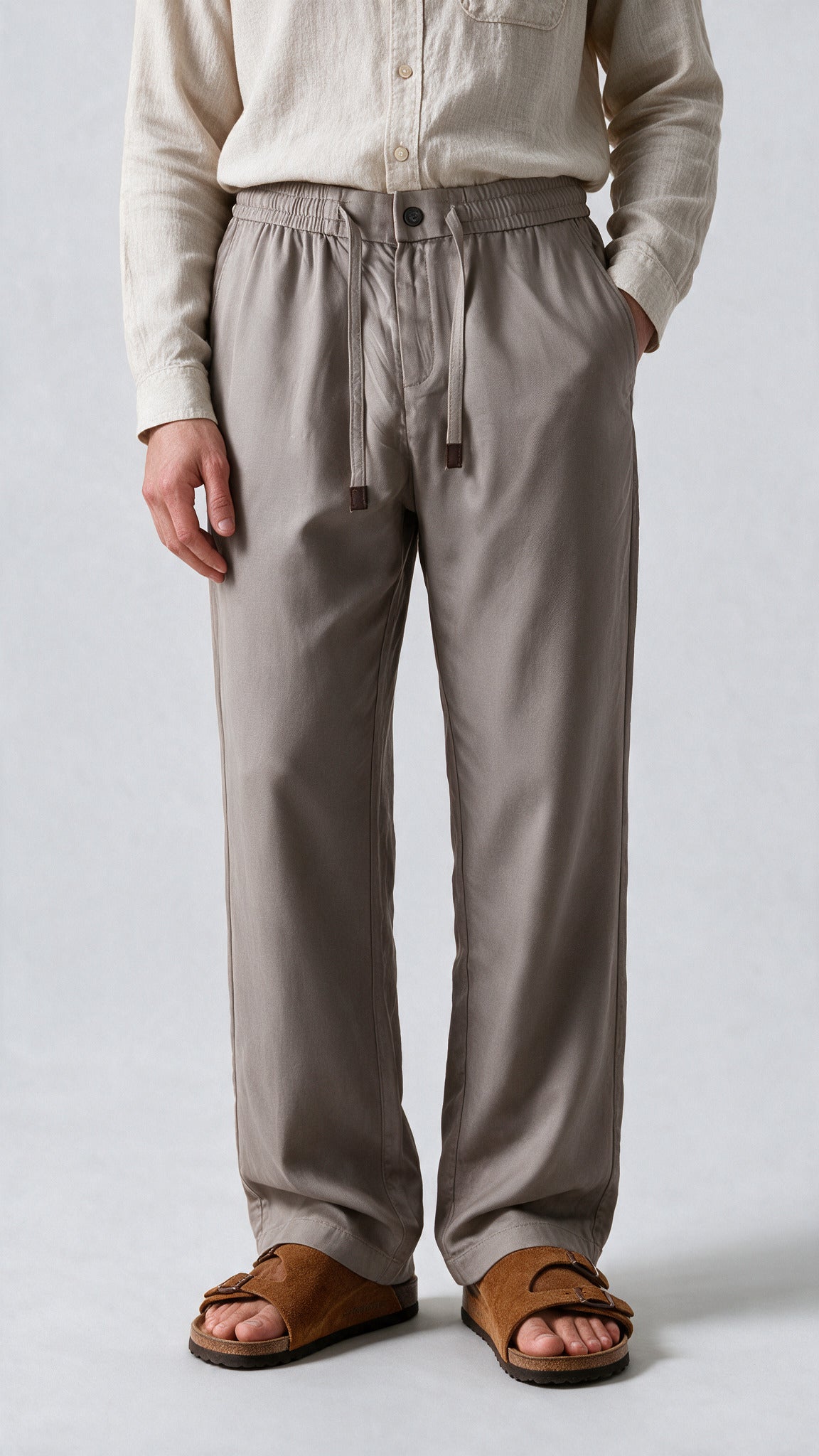 Dress Linen Pant - Ivory Brown