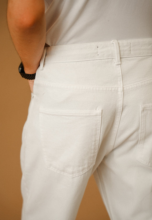 Straight Fit Wide Leg Jeans - White