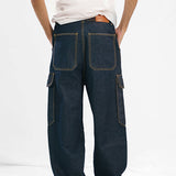Relaxed Fit Cargo Jeans - Raw Denim