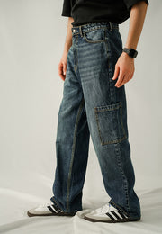 Box Cargo Pocket Baggy Fit - Denim Stone Wash