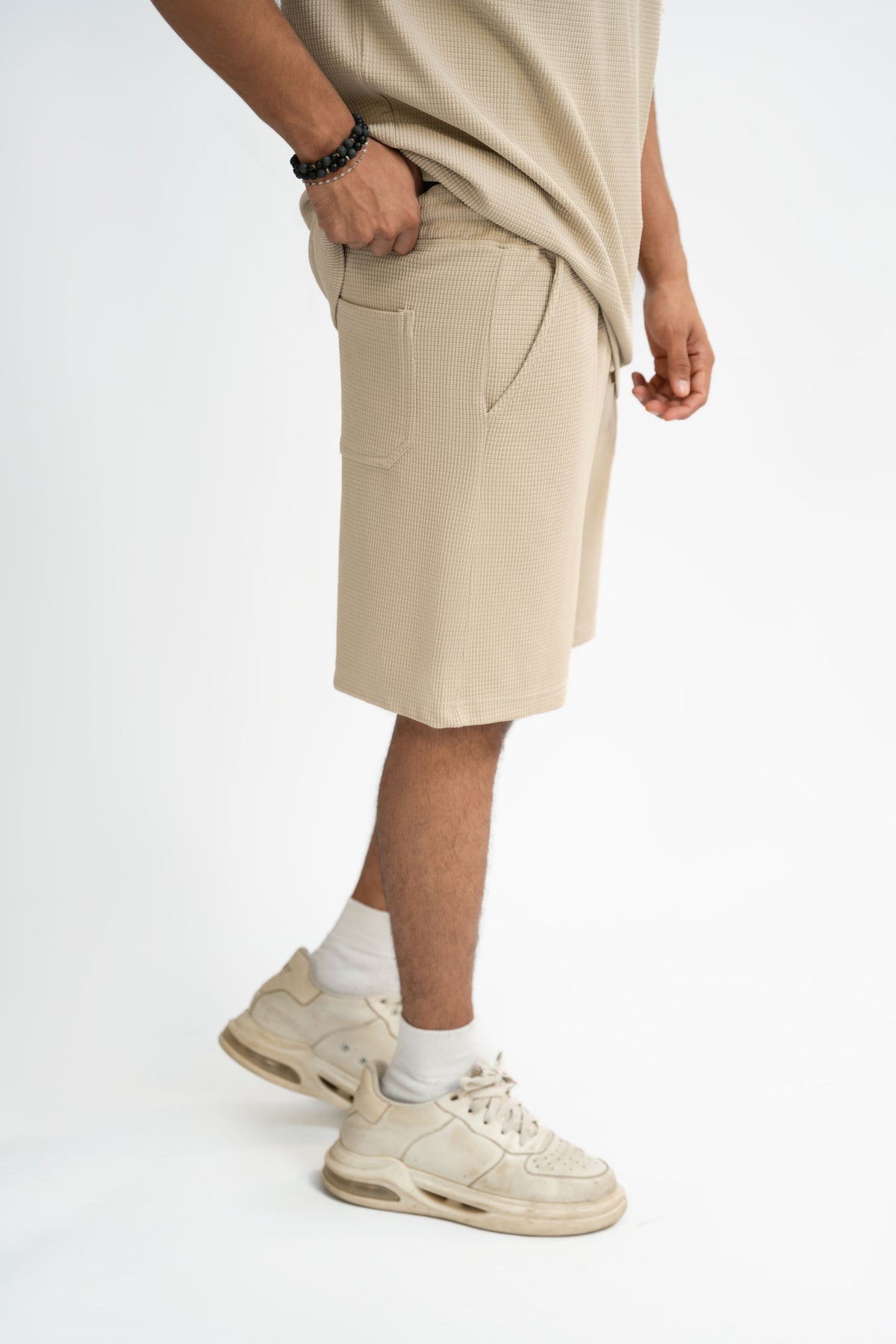 Waffle Knit Twin Set - Cream Beige