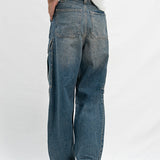 Loose Fit Baggy Cargo Trouser - Blue Tint
