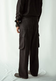Straight Leg Cargo Jeans - Black Wash