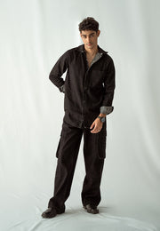 Button Down Denim Shirt - Black