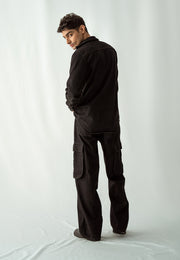 Button Down Denim Shirt - Black