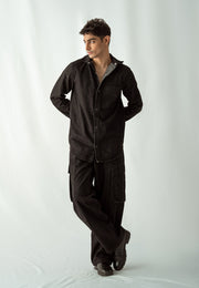 Button Down Denim Shirt - Black