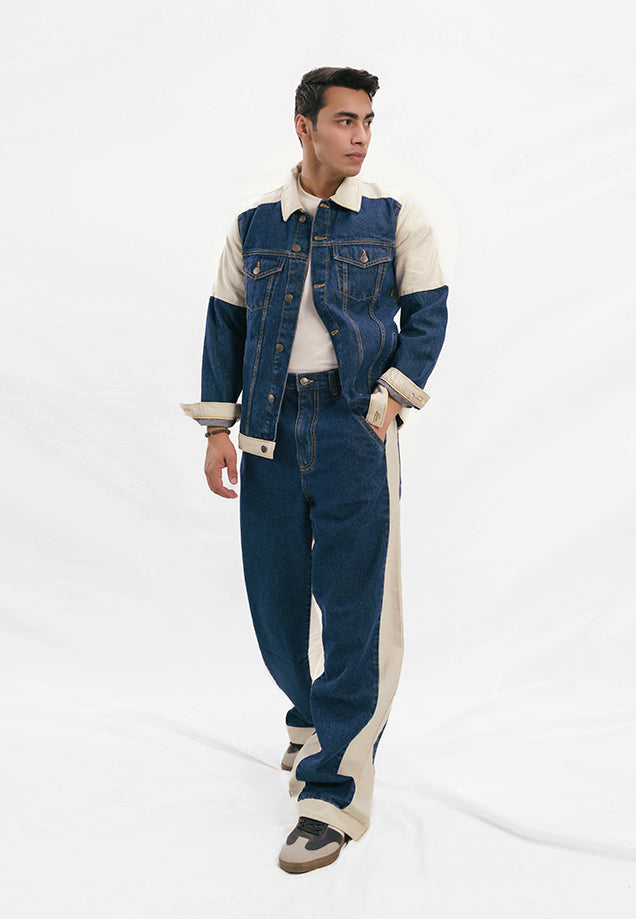 Denim Jacket - Blue & White