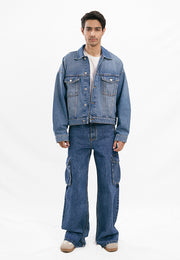 Basic Oversized Jacket - Denim Blue