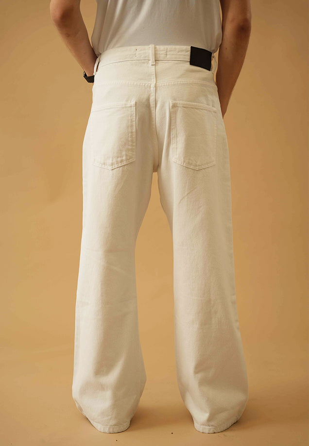 Straight Fit Wide Leg Jeans - White