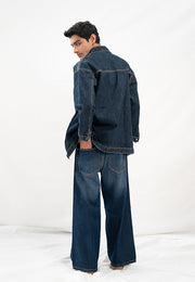 Oversized Denim Shirt - Dark Blue