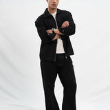 Cropped Fit Denim Shirt - Black