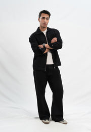 Cropped Fit Denim Jacket - Black