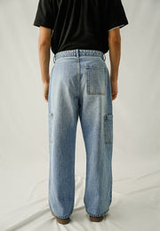 Box Cargo Pocket Baggy Fit - Mid Blue Wash