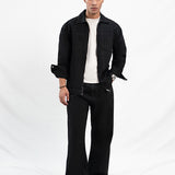 Cropped Fit Denim Shirt - Black