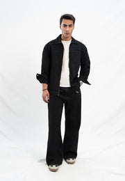 Cropped Fit Denim Jacket - Black