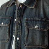 Denim Over Shirt With Flap Pockets -  Dark Blue