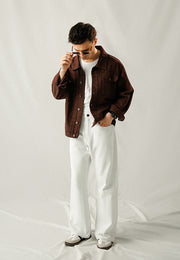 100% Cotton Denim Jacket - Brown Over Dyed