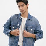 Basic Oversized Jacket - Denim Blue