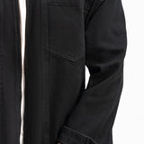 Cropped Fit Denim Shirt - Black