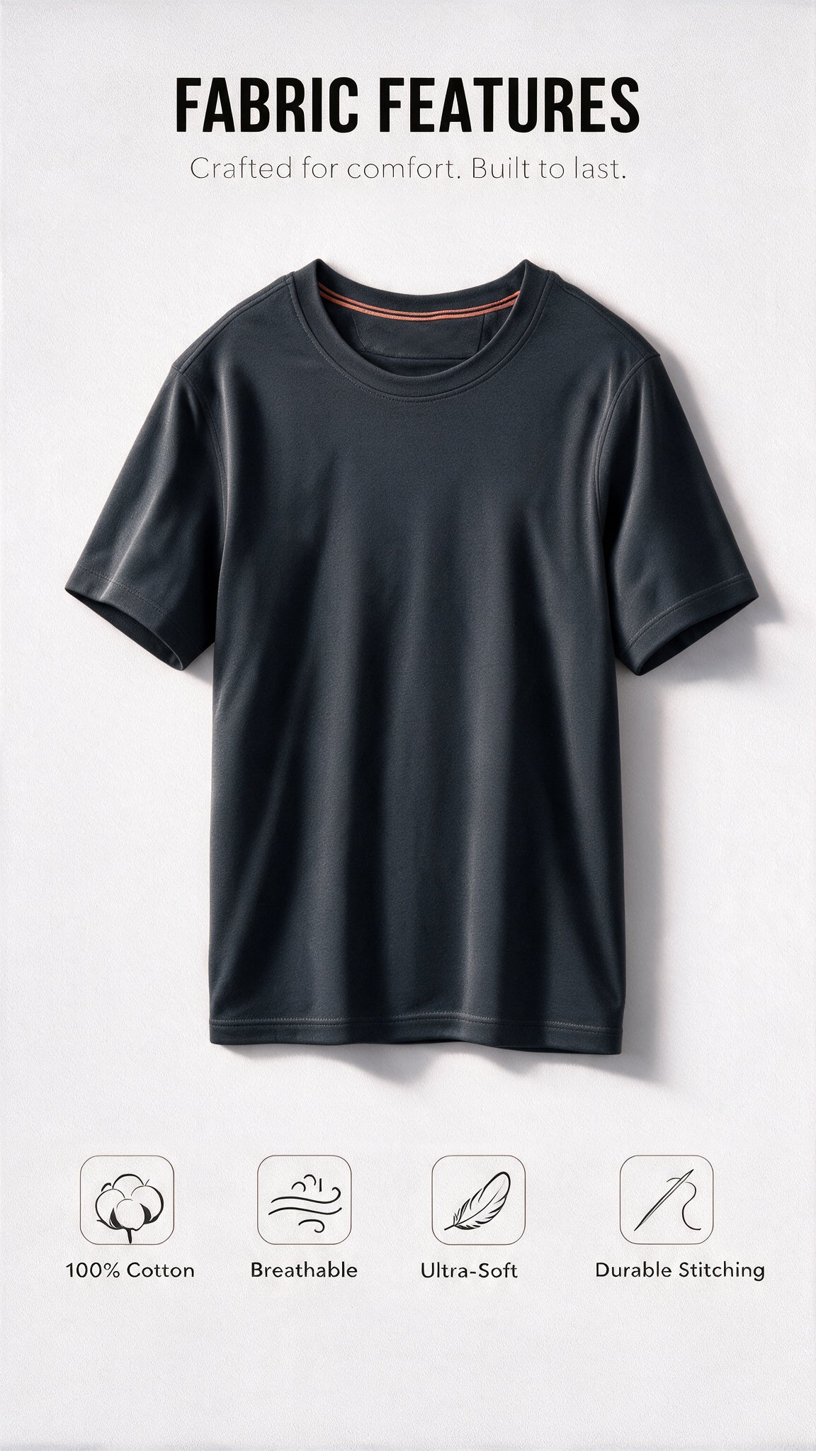 Premium Soft-Touch 
Tee- Pebble Grey