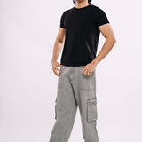 Utility Pocket Cargo Jeans - Light Grey