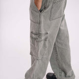 Utility Pocket Cargo Jeans - Light Grey