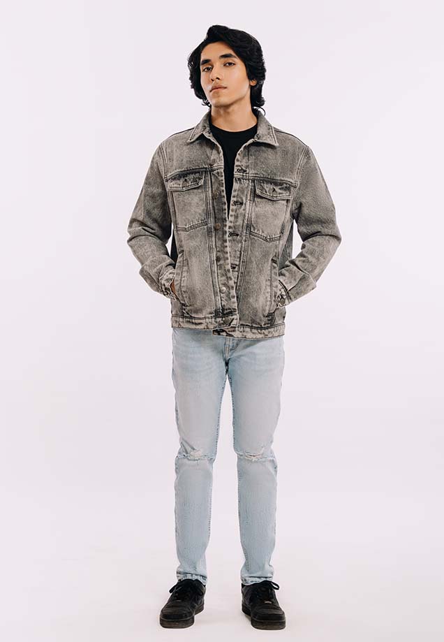 Mens Denim Jacket - Grey Wash