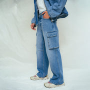 Relaxed Fit Cargo Pocket Jeans