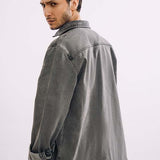 Zipper Down Over Shirt - Grey Wash