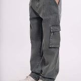 Utility Pocket Cargo Jeans - Dark Grey