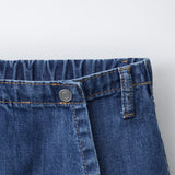 CASUAL CROSS OVER DENIM SKIRT - MID BLUE