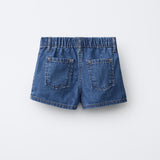 CASUAL CROSS OVER DENIM SKIRT - MID BLUE