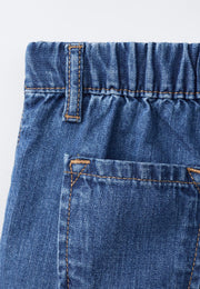 CASUAL CROSS OVER DENIM SKIRT - MID BLUE