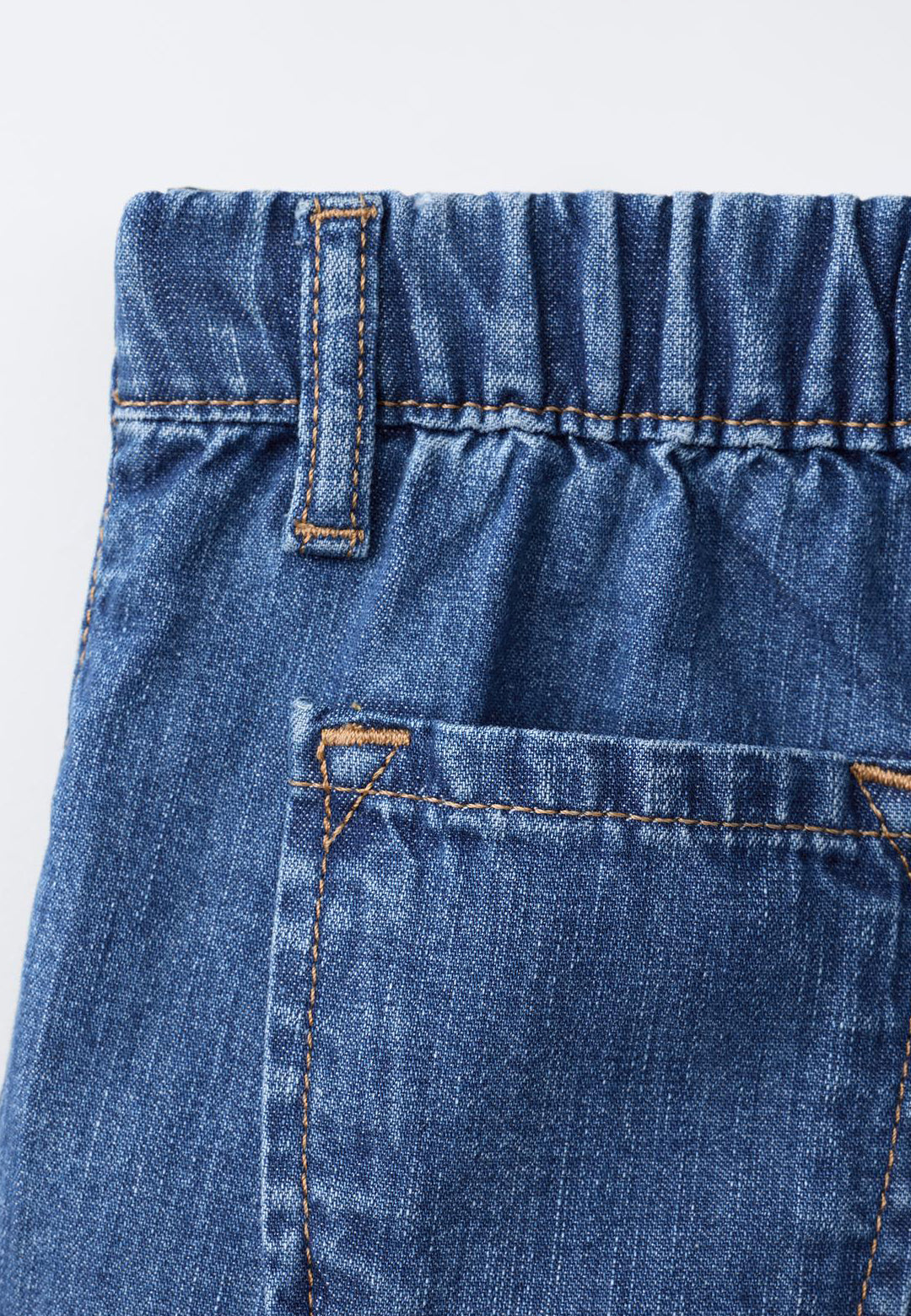 CASUAL CROSS OVER DENIM SKIRT - MID BLUE