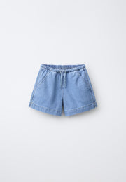 CASUAL DRAWSTRING SOFT DENIM SHORT - BLUE
