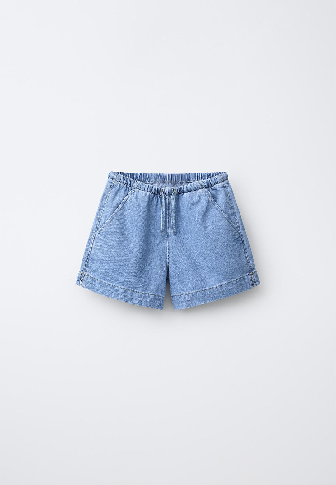 CASUAL DRAWSTRING SOFT DENIM SHORT - BLUE