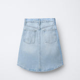 CASUAL HIGHWIAST BUTTON FRONT DENIM SKIRT - LIGHT BLUE