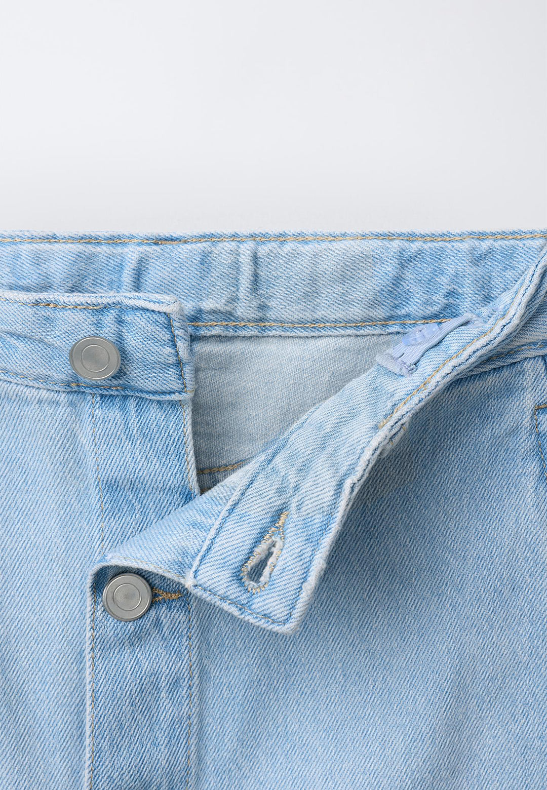 CASUAL HIGHWIAST BUTTON FRONT DENIM SKIRT - LIGHT BLUE