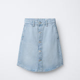 CASUAL HIGHWIAST BUTTON FRONT DENIM SKIRT - LIGHT BLUE