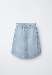 CASUAL HIGHWIAST BUTTON FRONT DENIM SKIRT - LIGHT BLUE