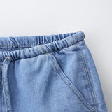 CASUAL DRAWSTRING SOFT DENIM SHORT - BLUE