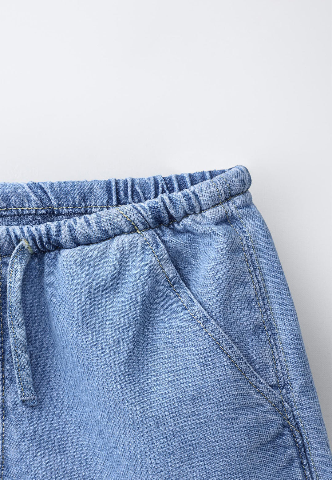 CASUAL DRAWSTRING SOFT DENIM SHORT - BLUE