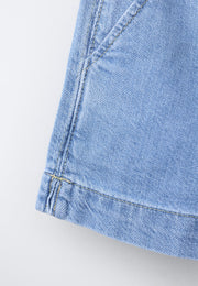 CASUAL DRAWSTRING SOFT DENIM SHORT - BLUE