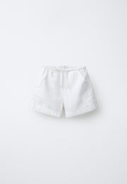 CASUAL DRAWSTRING SOFT DENIM SHORT - WHITE