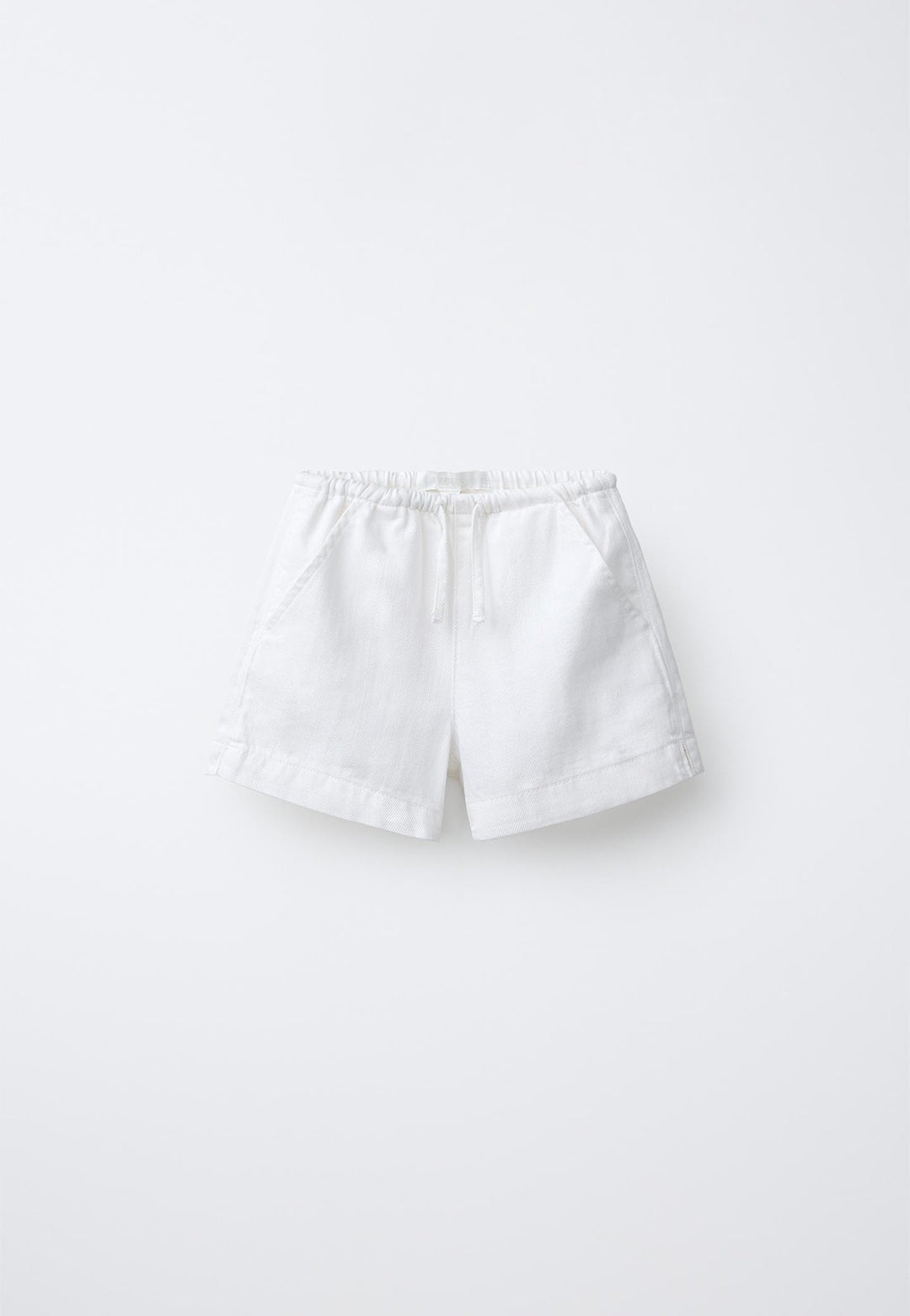 CASUAL DRAWSTRING SOFT DENIM SHORT - WHITE