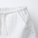 CASUAL DRAWSTRING SOFT DENIM SHORT - WHITE