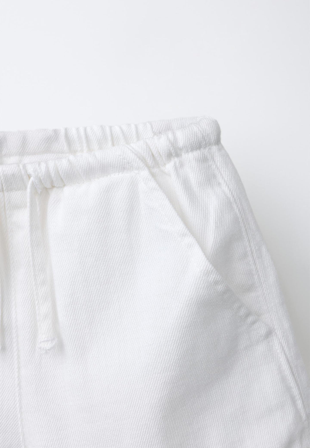 CASUAL DRAWSTRING SOFT DENIM SHORT - WHITE
