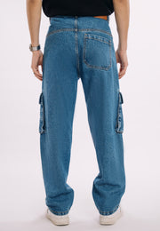 Utility Pocket Jeans - Mid Blue Wash